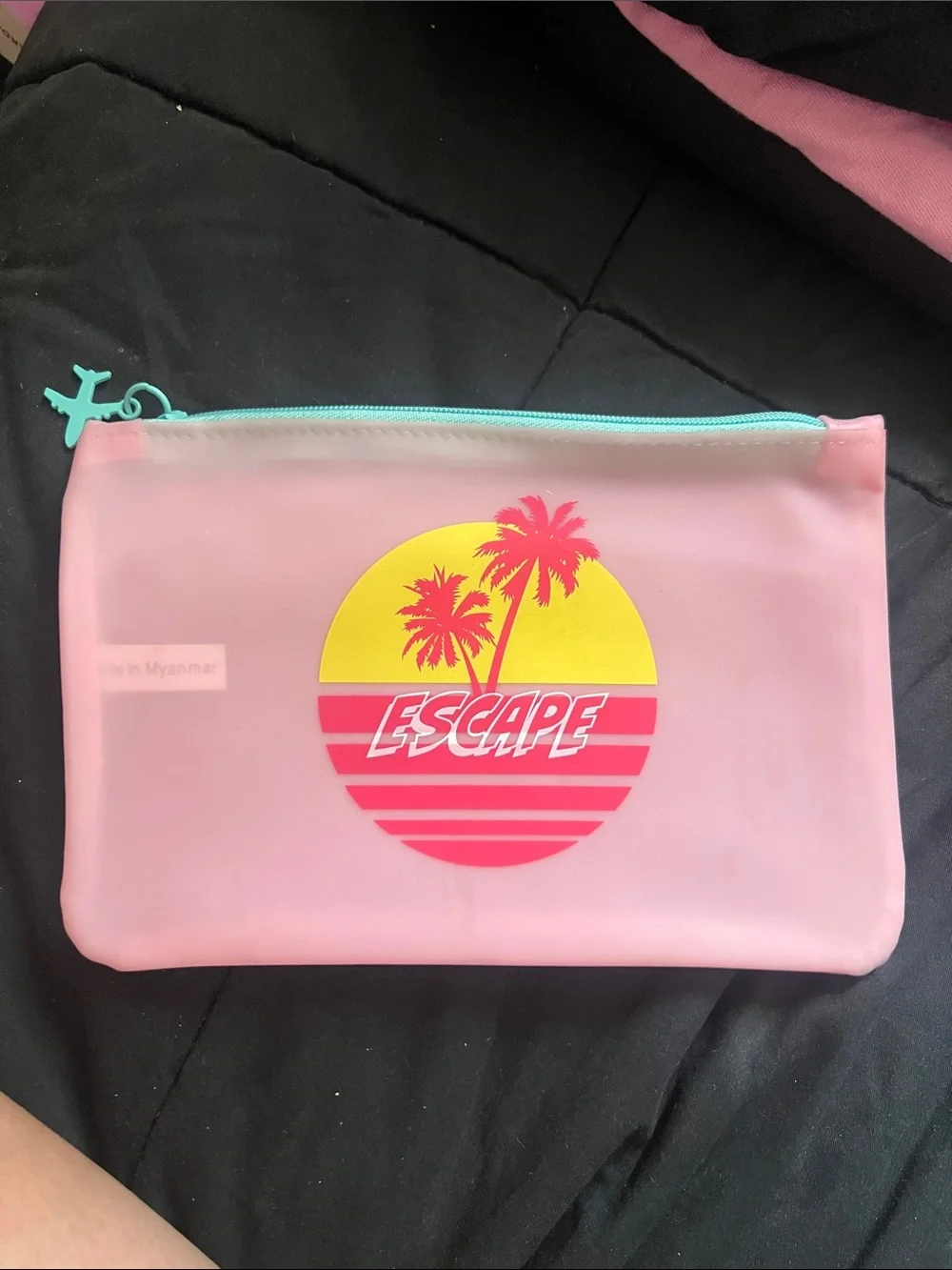 ipsy Pink Cosmetic Pouch with Yellow & Teal Accent